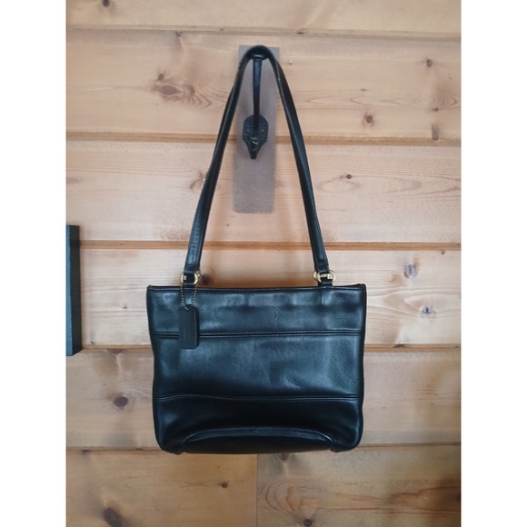 Vintage Coach Tribeca Shopper Shoulder Bag 9098 Black Leather Brass 90s Scuffed - Picture 1 of 5